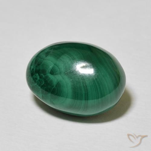10.19 ct Green Malachite Stone, Natural Malachite in Oval Cabochon Shape for Sale