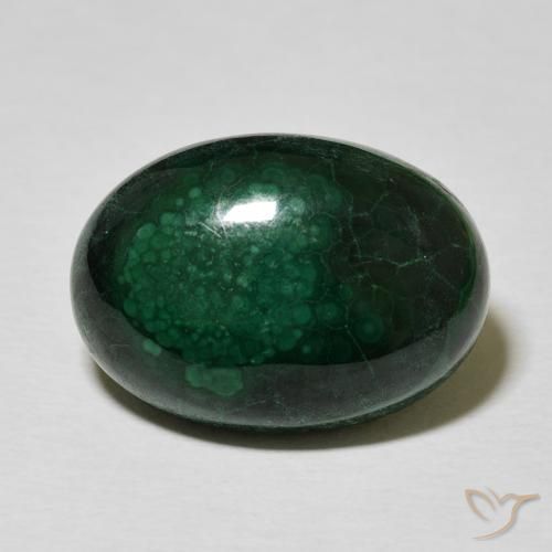 15.28ct Natural Dark Green Malachite, Oval, Opaque