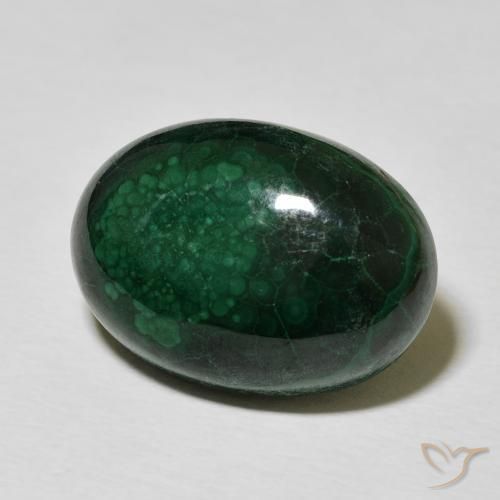 15.28 ct Green Malachite Stone, Natural Malachite in Oval Cabochon Shape for Sale