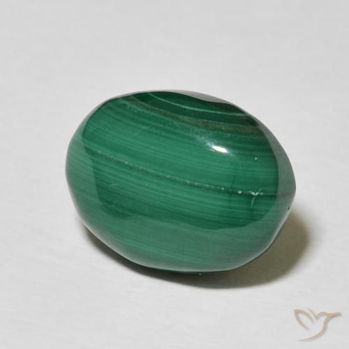 8.00 ct Green Malachite Stone, Natural Malachite in Oval Cabochon Shape for Sale