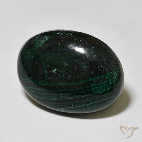 27.90 ct Green Malachite Stone, Natural Malachite in Oval Cabochon Shape for Sale