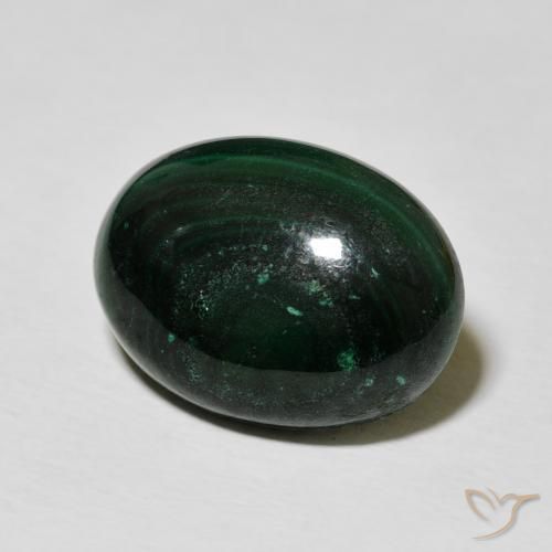 15.62 ct Green Malachite Stone, Natural Malachite in Oval Cabochon Shape for Sale