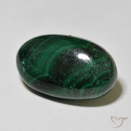 44.21 ct Green Malachite Stone, Natural Malachite in Oval Cabochon Shape for Sale