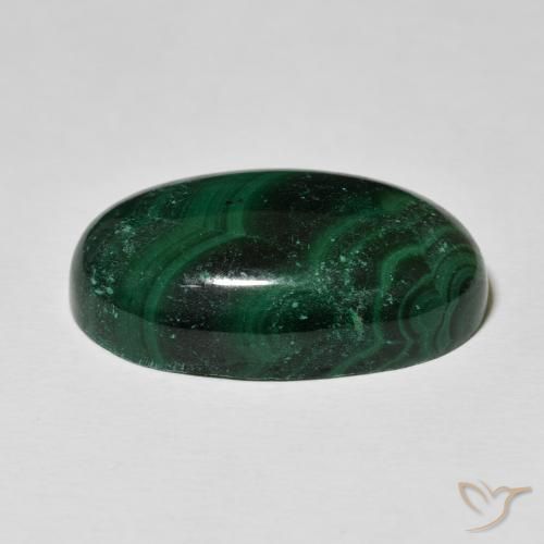 Malachite Gemstone in 27.5 x 16.6 mm Size for Sale, Malachite Stone in Dark Green Color