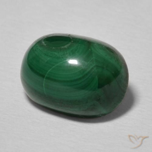 3.51 ct Green Malachite Stone, Natural Malachite in Oval Cabochon Shape for Sale