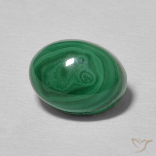 2.90 ct Green Malachite Stone, Natural Malachite in Oval Cabochon Shape for Sale