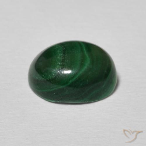 Malachite Gemstone in 8.4 x 6.7 mm Size for Sale, Malachite Stone in Dark Green Color