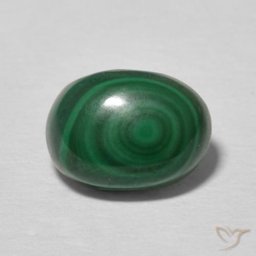 2.53 ct Green Malachite Gemstone, Malachite Gem in Oval Cabochon Shape for Sale.