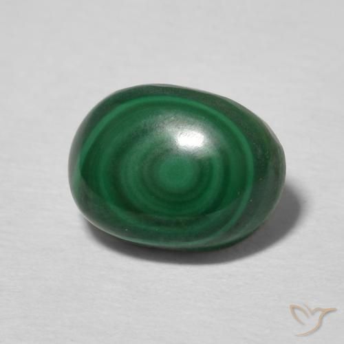 2.53 ct Green Malachite Stone, Natural Malachite in Oval Cabochon Shape for Sale
