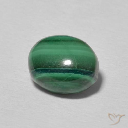 2.97 ct Green Malachite Stone, Natural Malachite in Oval Cabochon Shape for Sale