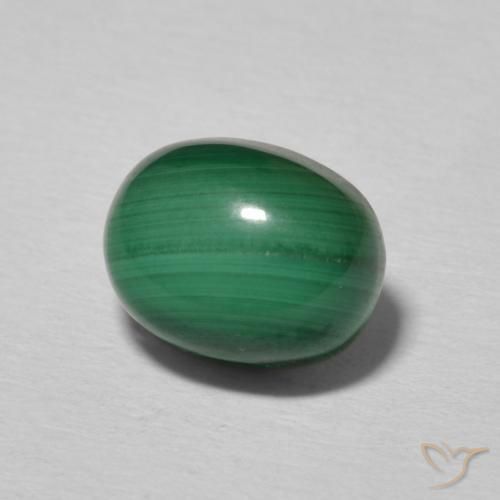 3.25 ct Green Malachite Stone, Natural Malachite in Oval Cabochon Shape for Sale