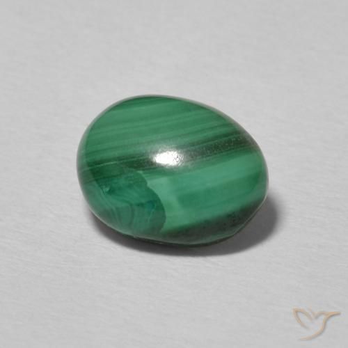 2.14 ct Green Malachite Stone, Natural Malachite in Oval Cabochon Shape for Sale