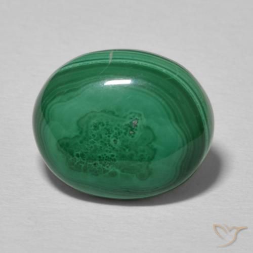 5.17ct Natural Medium Green Malachite, Oval, Opaque