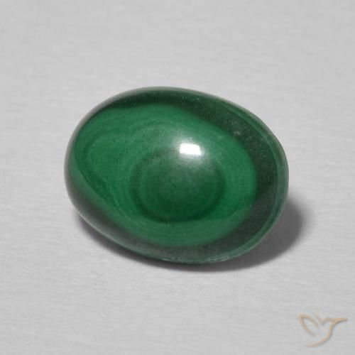 2.21 ct Green Malachite Stone, Natural Malachite in Oval Cabochon Shape for Sale