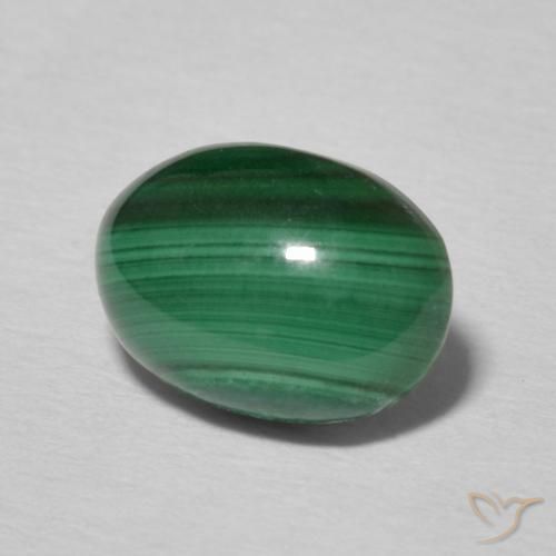 2.36 ct Green Malachite Stone, Natural Malachite in Oval Cabochon Shape for Sale
