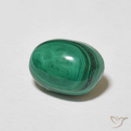 3.70 ct Green Malachite Stone, Natural Malachite in Oval Cabochon Shape for Sale