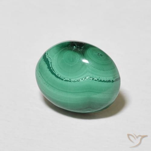 3.72 ct Green Malachite Stone, Natural Malachite in Oval Cabochon Shape for Sale