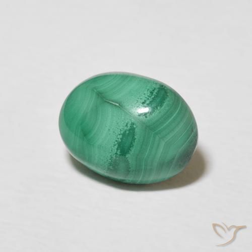 2.37 ct Green Malachite Stone, Natural Malachite in Oval Cabochon Shape for Sale