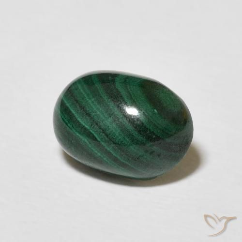 3.00 ct Green Malachite Stone, Natural Malachite in Oval Cabochon Shape for Sale
