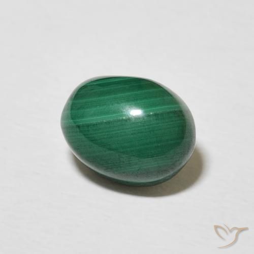 3.12 ct Green Malachite Stone, Natural Malachite in Oval Cabochon Shape for Sale