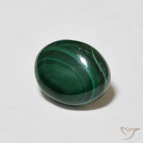 3.10 ct Green Malachite Stone, Natural Malachite in Oval Cabochon Shape for Sale