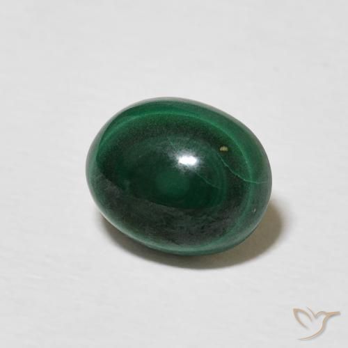2.91 ct Green Malachite Stone, Natural Malachite in Oval Cabochon Shape for Sale