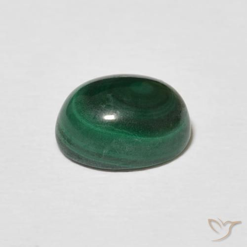 Malachite Gemstone in 8.5 x 6.8 mm Size for Sale, Malachite Stone in Dark Green Color
