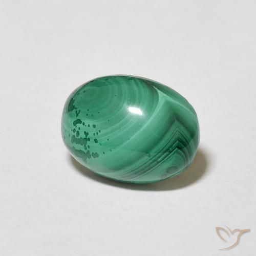 3.64 ct Green Malachite Stone, Natural Malachite in Oval Cabochon Shape for Sale
