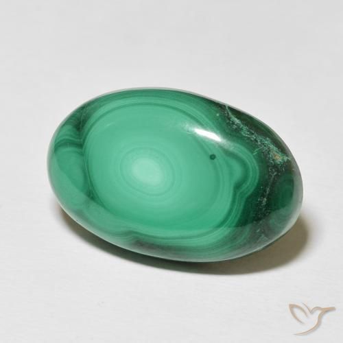 24.61 ct Green Malachite Stone, Natural Malachite in Oval Cabochon Shape for Sale