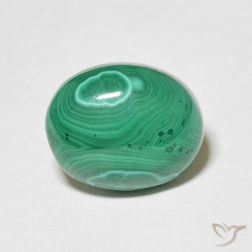 4.33 ct Green Malachite Gemstone, Malachite Gem in Oval Cabochon Shape for Sale.