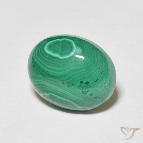 4.33 ct Green Malachite Stone, Natural Malachite in Oval Cabochon Shape for Sale