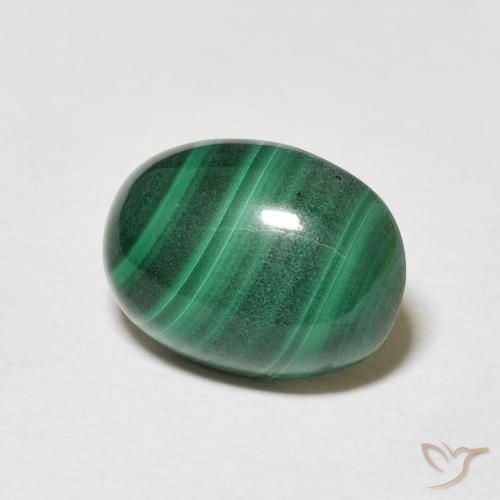 5.13 ct Green Malachite Stone, Natural Malachite in Oval Cabochon Shape for Sale