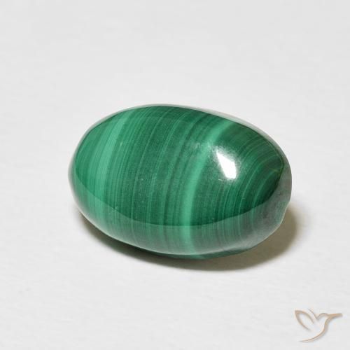 5.60 ct Green Malachite Stone, Natural Malachite in Oval Cabochon Shape for Sale