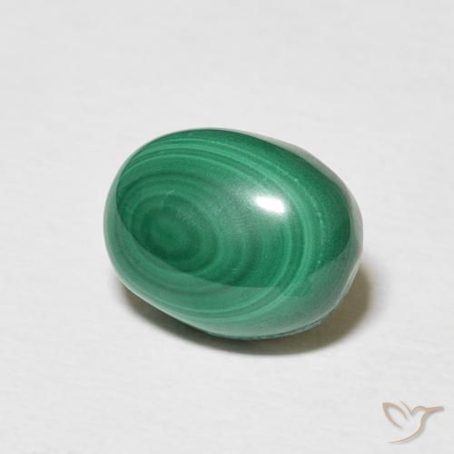 3.58 ct Green Malachite Stone, Natural Malachite in Oval Cabochon Shape for Sale