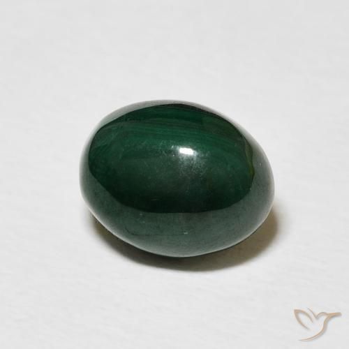4.66 ct Green Malachite Stone, Natural Malachite in Oval Cabochon Shape for Sale