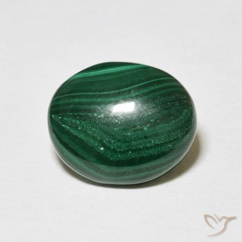 5.16ct Natural Medium Green Malachite, Oval, Opaque