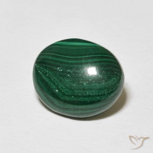 5.16 ct Green Malachite Stone, Natural Malachite in Oval Cabochon Shape for Sale