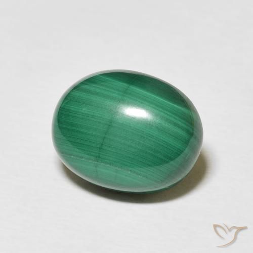 5.75 ct Green Malachite Stone, Natural Malachite in Oval Cabochon Shape for Sale
