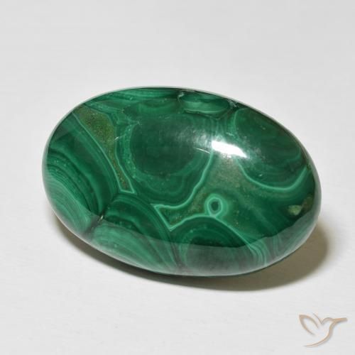46.88 ct Green Malachite Stone, Natural Malachite in Oval Cabochon Shape for Sale