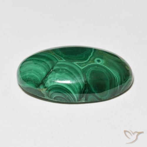 Malachite Gemstone in 29 x 18.9 mm Size for Sale, Malachite Stone in Dark Green Color