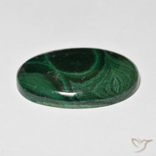 Malachite Gemstone in 36.8 x 25.7 mm Size for Sale, Malachite Stone in Dark Green Color