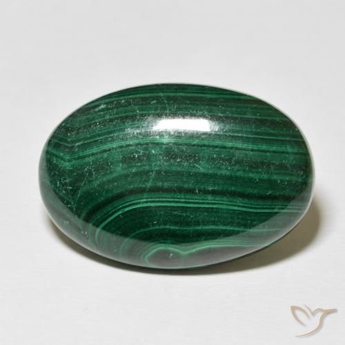 35.65ct Natural Medium Green Malachite, Oval, Opaque