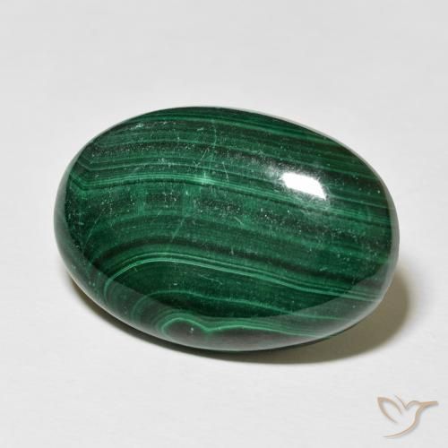 35.65 ct Green Malachite Stone, Natural Malachite in Oval Cabochon Shape for Sale