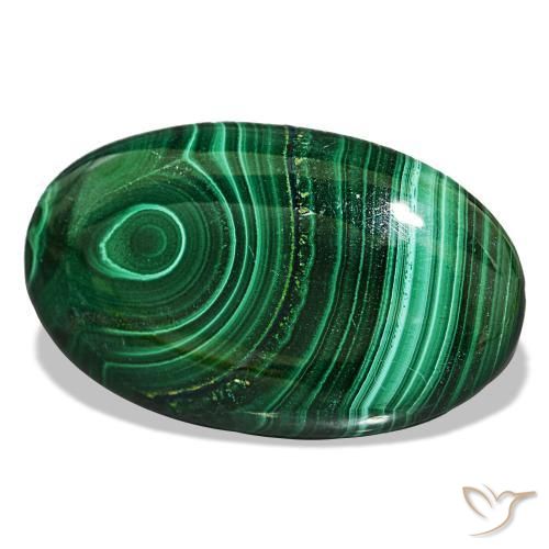 30.82 ct Green Malachite Stone, Natural Malachite in Oval Cabochon Shape for Sale