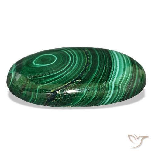 Malachite Gemstone in 29.2 x 17.6 mm Size for Sale, Malachite Stone in Multicolor Green Color