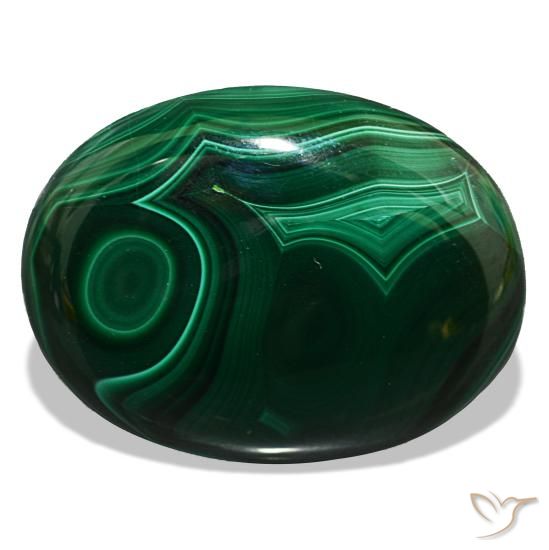53.10 ct Green Malachite Gemstone, Malachite Gem in Oval Cabochon Shape for Sale.