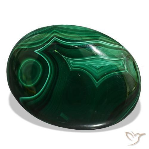 53.10 ct Green Malachite Stone, Natural Malachite in Oval Cabochon Shape for Sale