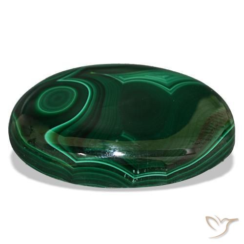 Malachite Gemstone in 29.8 x 22.7 mm Size for Sale, Malachite Stone in Dark Green Color