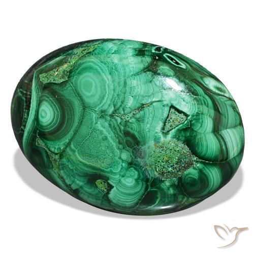43.00 ct Green Malachite Stone, Natural Malachite in Oval Cabochon Shape for Sale