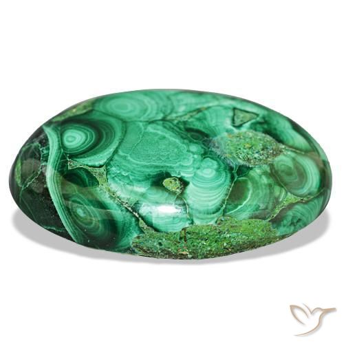 Malachite Gemstone in 29.1 x 20.9 mm Size for Sale, Malachite Stone in Medium Green Color